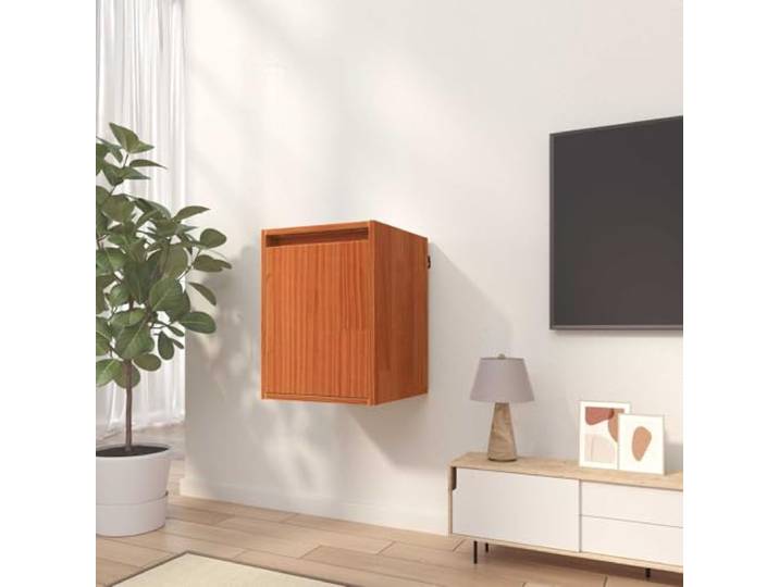 Wandschrank 2er Set Massivholz Kiefer Wachsbraun 30x30x40 cm mit Tür Wandmontage, platzsparend, natürliche Holzmaserung, einfache Pflege, modernes minimalistisches Design, vielseitig einsetzbar