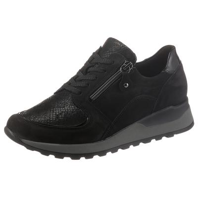Keilsneaker WALDLÄUFER "HIROKO", Damen, Gr. 4,5 (37,5), antibakteriell atmungsaktiv, schwarz, Lackleder, Nubukleder, Textil, Schuhe Sneaker, G-Weite, Orthotritt-Ausstattung, Freizeitschuh, Halbschuh, Schnürschuh