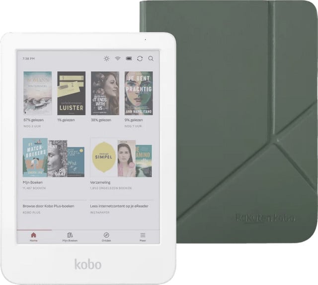 Kobo Clara Colour Wit met Groen Sleep Cover