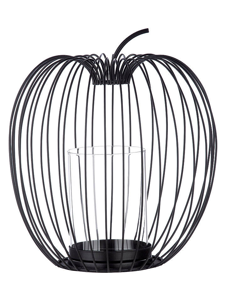 GILDE Windlicht "Filo" in Schwarz - (H)26,5 x Ø 24 cm - onesize