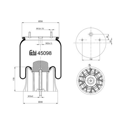 FEBI BILSTEIN Federbalg, Luftfederung 45098 241mm
