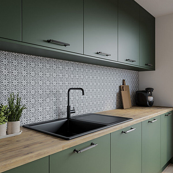 Wilsonart Florence Tile Aluminium Kitchen Hob Splashback Natural 305 cm x 75 cm