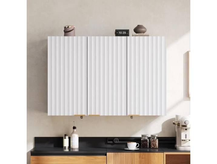 Armoire Murale de Cuisine avec 2 Portes Armoire Suspendue pour Salon Salle de Bain et Buanderie Meuble Haut 90x29x60cm Noir
