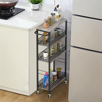 No "Storage Cart Rolling Kitchen Cart with Wheels Narrow Laundry Storage Utility Cart - 7.08""D x 16.53""W x 34.56""H"