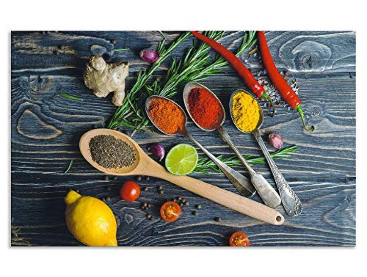 ARTland Spritzschutz Küchenrückwand aus Alu für Küche Herd Spüle 80x50 cm (BxH) mit Motiv Essen Lebensmittel Gewürze Kräuter Chili Chilischote H9KD