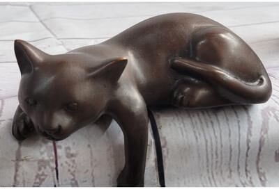 Bronzhaus Desktop Cat Bronze Sculpture Figurine Figure Signed Original Art 3 Inches X 5 Inches