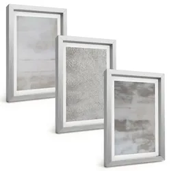 BILDER SET 3er Set - 20x30 cm Silberner Rahmen - Moderne minimalistische Texturen