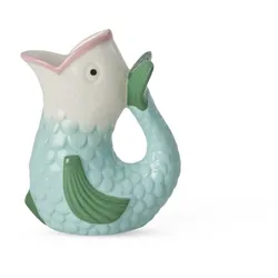 RICE Handbemalter Keramik Vase Fisch, L:10 cm, B:8 cm, H:14 cm