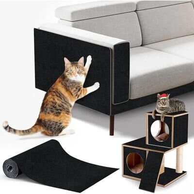 Inspired Living Self Adhesive Cat Scratch Carpet Sofa Protector black 40x100cm