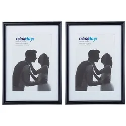 Relaxdays 4 x Bilderrahmen 13 x 18 cm schwarz Weiß,Schwarz