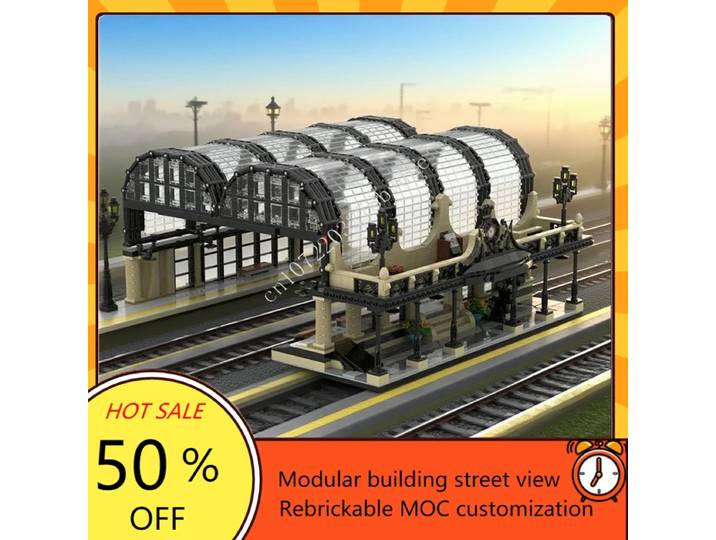 2572 pièces Grand Train Station modèle Moc Puzzles bricolage assembler transport Architecture affichage anniversaire noël jouets cadeau de noël