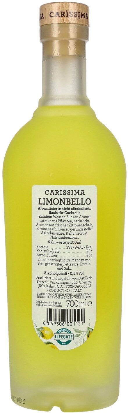 Fratelli Francoli Carissima Limonbello Alkoholfrei 0,7l