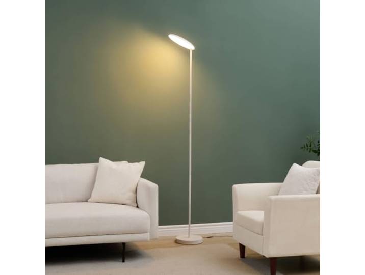 Lampadaire LED Kalena blanc orientable 260° dimmable LED intégrées blanc chaud 3000 K\, variateur\, tête pivotante à 260°\, aluminium blanc