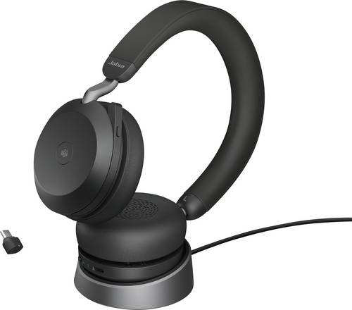 Jabra Evolve2 75 On Ear Headset kabelgebunden Schwarz Batterieladeanzeige, Mikrofon-Stummschaltung Telefon