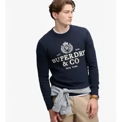 Superdry für Herren. M6110788A Marineblauer Pullover mit Applikation (XL), Lässig, Baumwolle