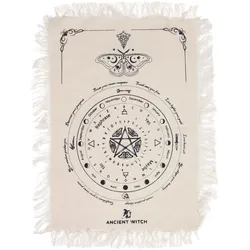 Ancient Witch Pendulum Divination Cloth - Mystic Moth - Natural & Black