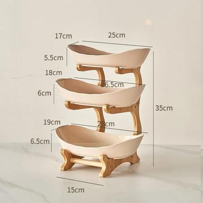 Uplift Essentials Elegant Multi Layer Fruit Plate Creative Modern Snack Dish & Cake Stand beige 3 Tiers