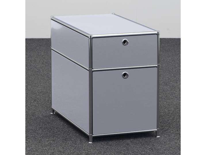 Standcontainer System4, Silbergrau, mit Hängeregister, ohne Schliesszylinder, Neu – Ideal für leichte Aufbewahrung