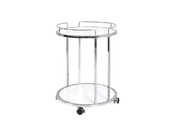 HAKU Beistelltisch Beistelltisch auf Rollen weiß-Sofatisch MDF, Metall - H 60 x Ø 45 cm (1 Stück), Beistelltisch auf Rollen aus Metall, Rollwagen, Trolley
