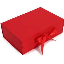 Flat Pack Gift Box - Large  (28.2x20.2x9.2cm) - Red