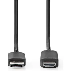 Nedis CCGB37100BK20 - DisplayPort - HDMI Kabel DisplayPort Zástrčka - HDMI Konektor 4K@30Hz 2 m (2 m), Videokabel, Schwarz