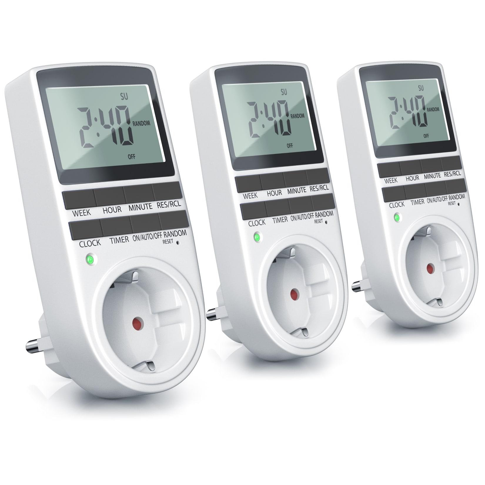 BEARWARE 3x Zeitschaltuhr LCD-Display / 3680W / 10 konfigurierbare Programme