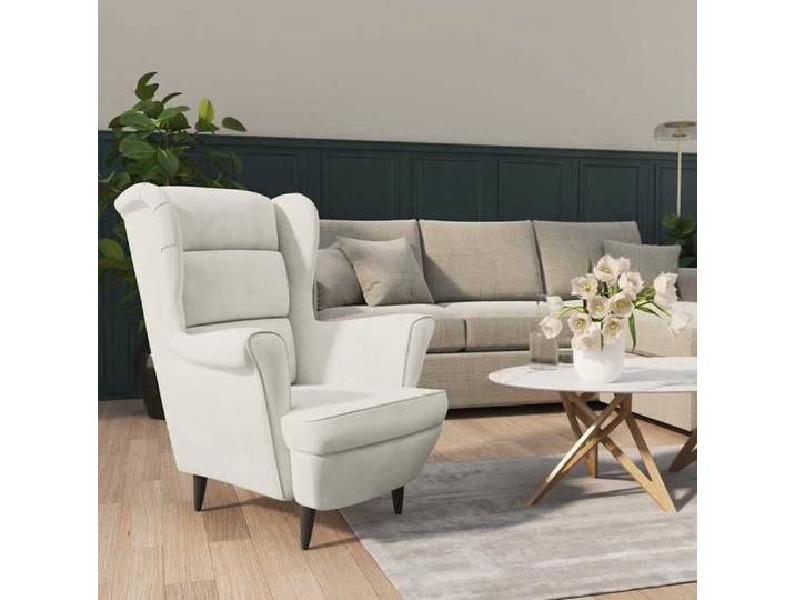 Bonne qualité - Fauteuil blanc crème velours LVL5804