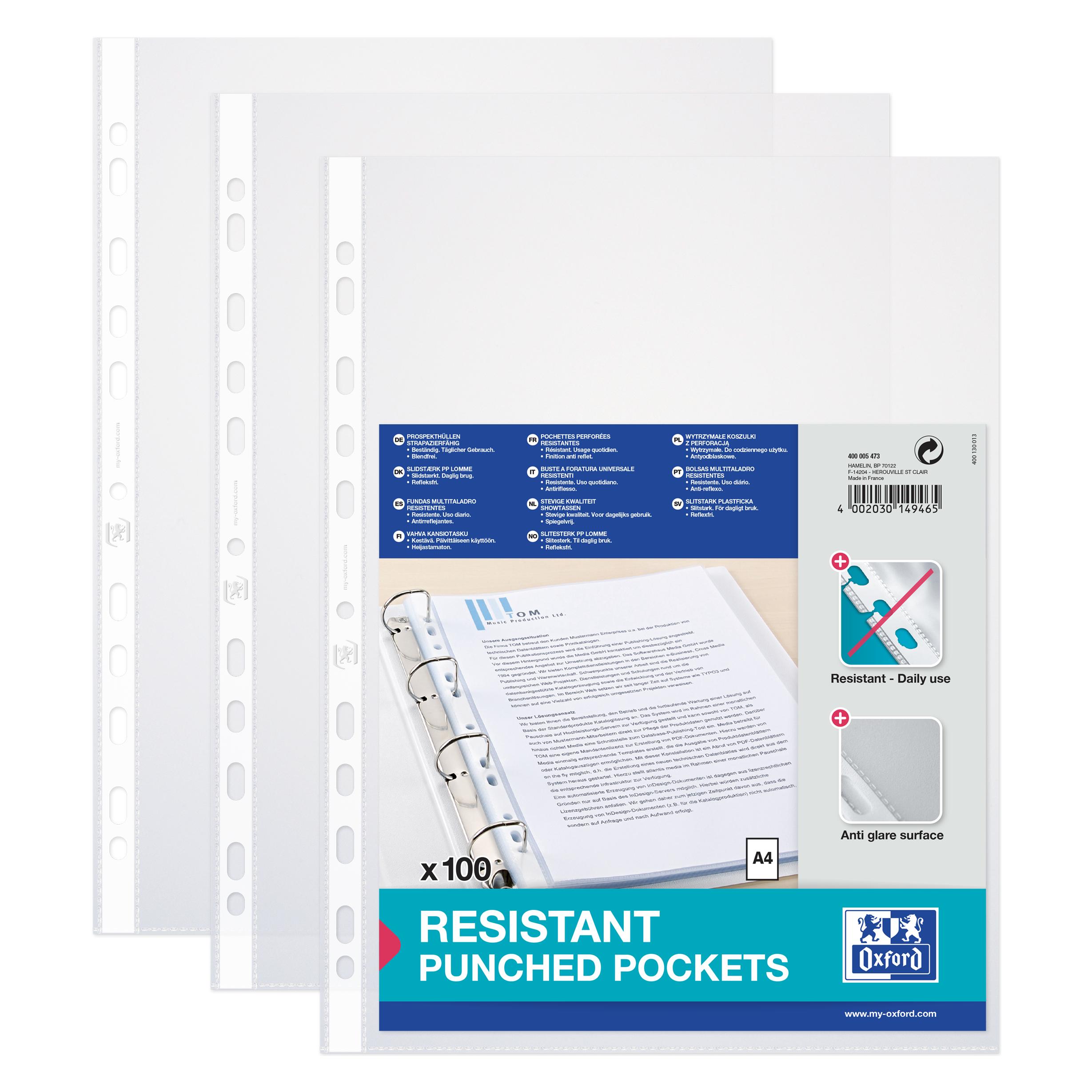 Elba Prospekthülle Standard, DIN A4, PP, 0,09 mm, genarbt oben offen, Eurolochung, dokumentenecht, blendf (A4, 100x) (71460)