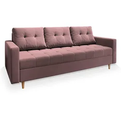 BETTSOFA MILO Rosa Plüsch-Stoff mit Schlaffunktion