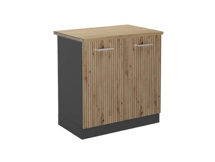 Vicco Spülenunterschrank R-Line, Artisan-Eiche, 80 cm 2 Türen · Arbeitsplatte Eiche · Höhenverst. Füße · Großer Innenraum · Frei kombinierbar