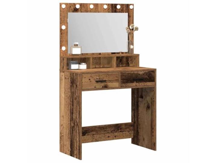 vidaXL Schminktisch Altholz 79 x 41 x 135 cm Holzwerkstoff Der Schminktisch hat coole LED-Lichter für warmes Licht,
