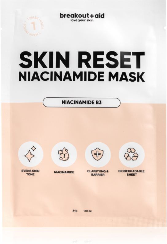 breakout + aid Skin Reset Niacinamide Mask sheet mask with niacinamide 34 g