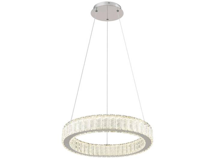 Globo Led-Hängeleuchte, Klar, Chromfarben, Transparent, Metall, Kunststoff, 50 cm, Farben fixierbar, Farbtemperaturwechsler, Lampen & Leuchten, Innenbeleuchtung, Hängelampen, Pendelleuchte