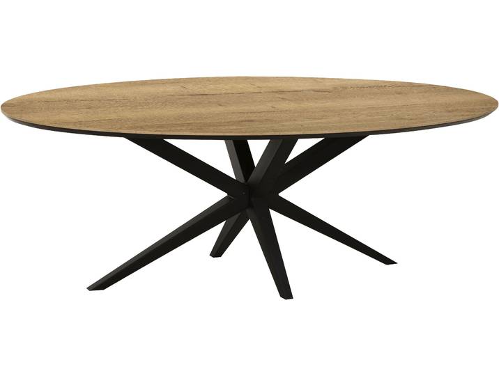 Esstisch OMG DESIGN Wellington , braun (natur, schwarz, natur), B:275cm H:77cm T:130cm, Tische, Esstisch, Hochwertige Melamin-Tischplatte mit Metallgestell