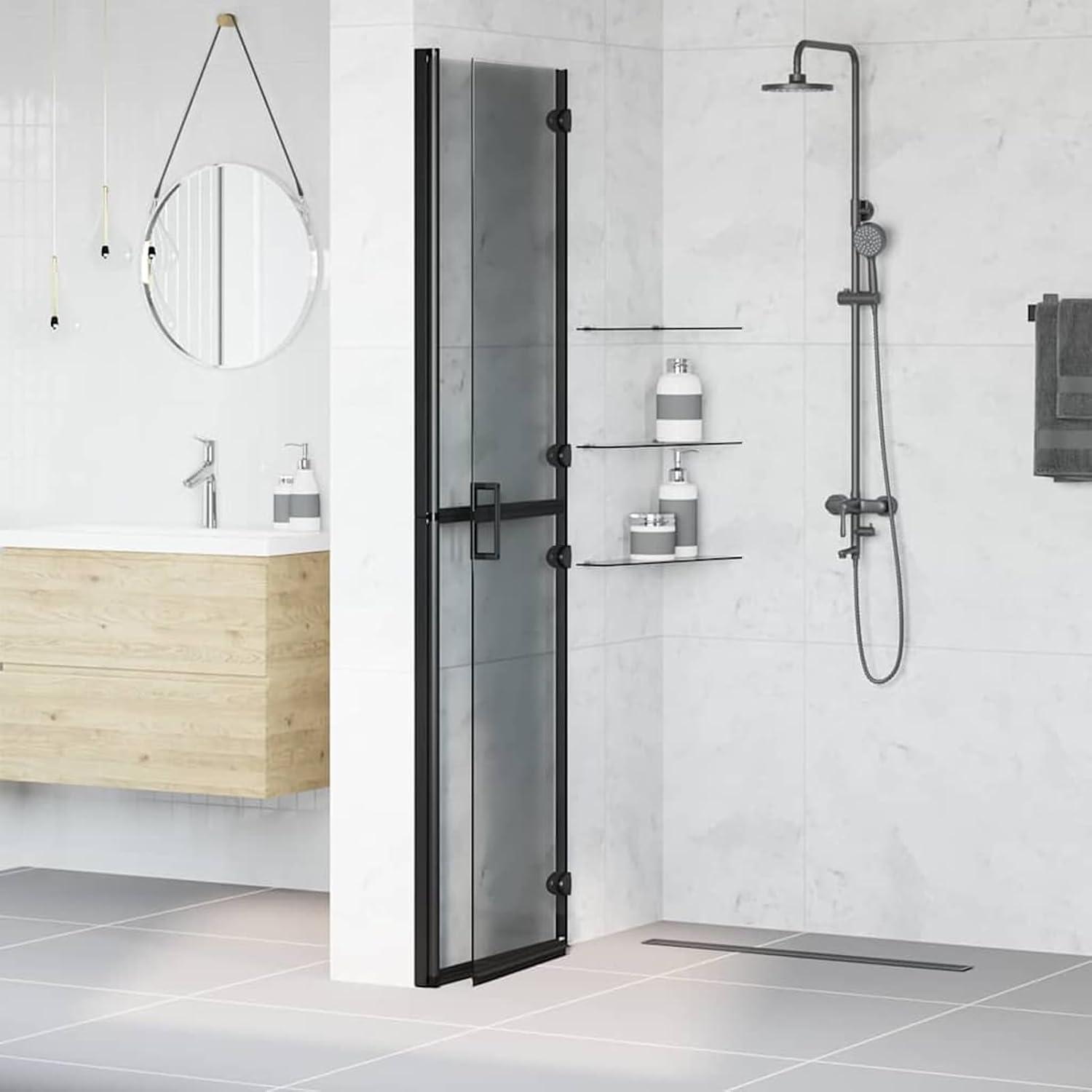 Walk-In Duschwand aus Aluminium in Schwarz 100x6,5x190cm - Modernes Bad-Design