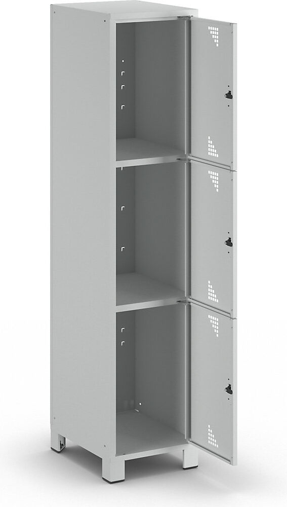 3er-Schließfachschrank Bremen, 1 Abteil, lichtgrau, Breite 400 mm, 3 Fächer eurokraft pro