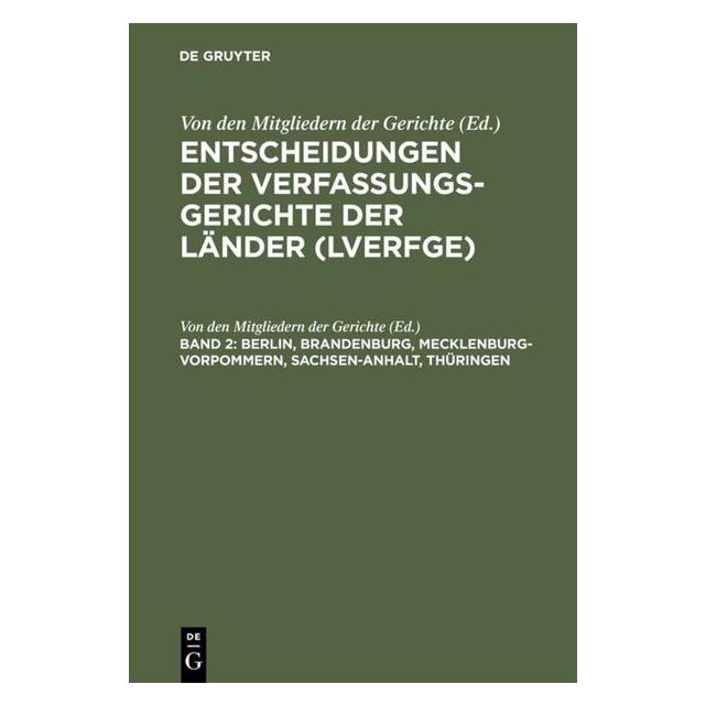 De Gruyter Berlin, Brandenburg, Mecklenburg-Vorpom (Deutsch, Hardcover) (67765781)