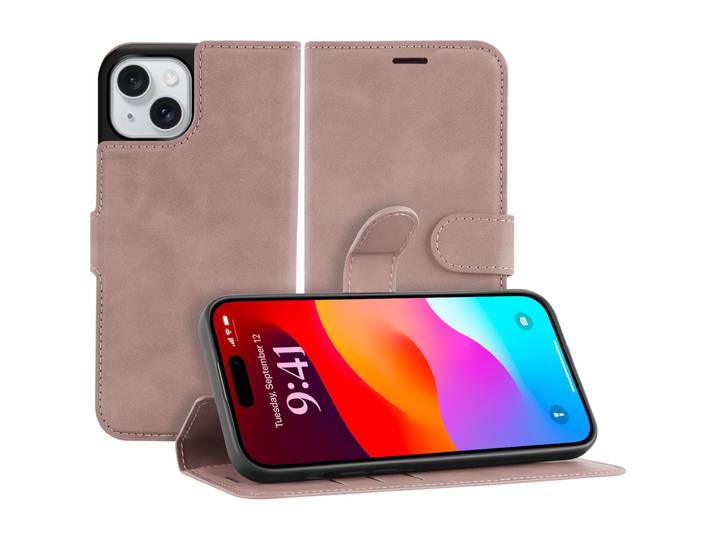 Just in Case Premium Wallet Case voor Apple iPhone 15 Telefoonhoesje Roze