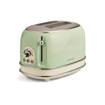 Ariete 155GR Retro 2-Schlitz Toaster Vintage grün mit 6 Bräunungsstufen und breiten Röstschlitzen, 810 Watt