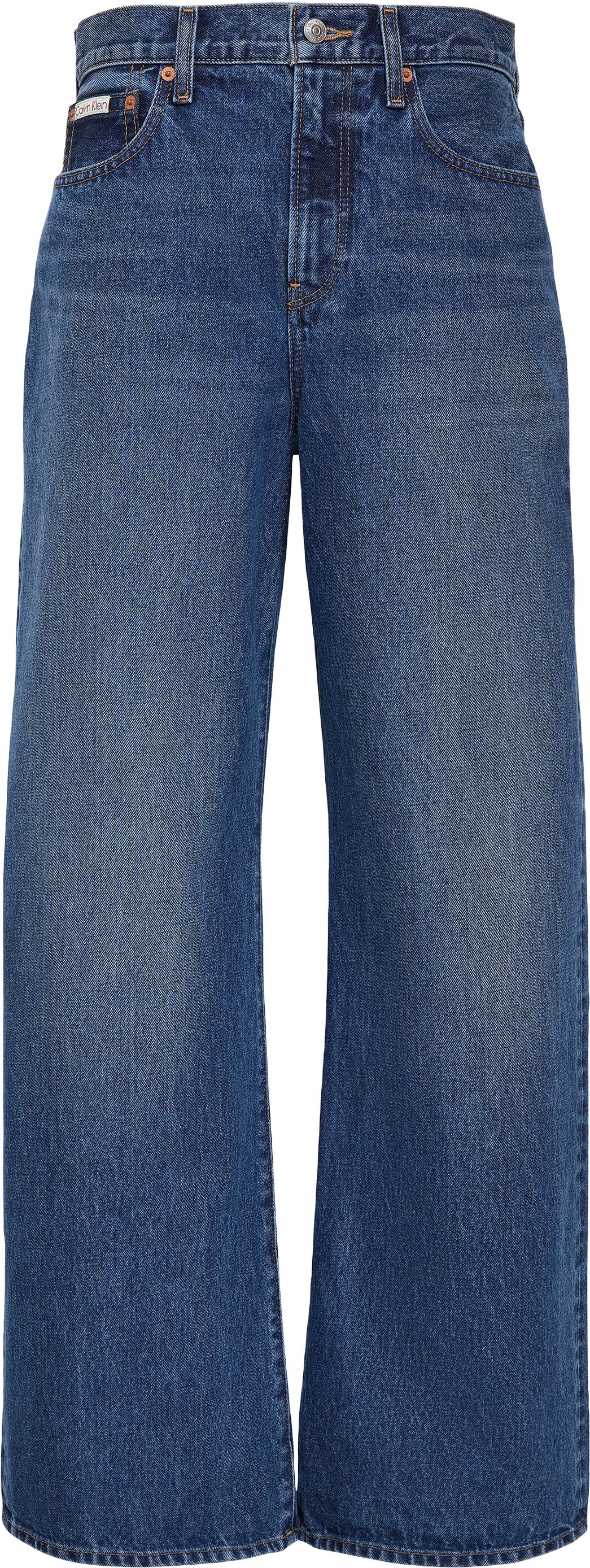Weite Jeans CALVIN KLEIN JEANS, Damen, Gr. 28, Länge 34, blau (indigo julius), Denim/Jeans, Obermaterial: 100% Baumwolle, relaxed fit normal, Jeans Weite Jeans, Wide-leg-Passform indigo julius 28, Länge 34
