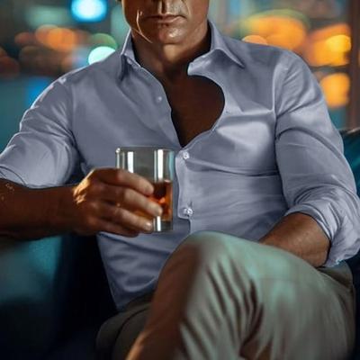 Herren Strandhemd Schwarz Weiß Hellgrün Rosa Wein Langarm Einfach Revers Urlaub Bekleidung Polyester Mode Lässig Bequem