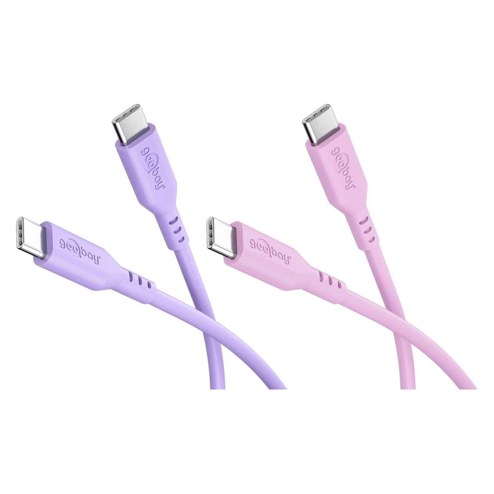 Goobay Berry Swirl Set 2x USB-C-Silikonkabel, 1,5 m, lilapink (1.50 m, USB 2.0, 60 W) (81273)