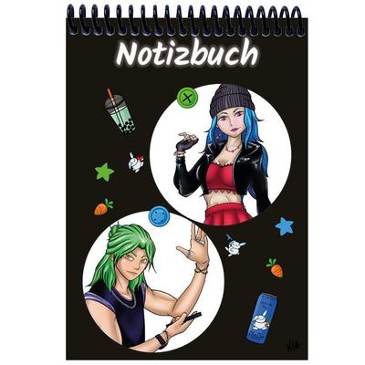 A 5 Notizblock Manga Quinn und Enora, schwarz, blanko