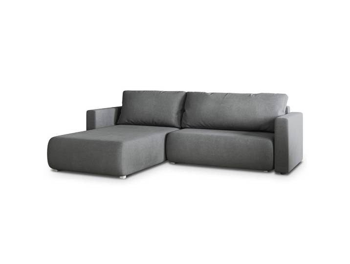 ECKSOFA TURIN Grau Geflochtener Stoff mit Schlaffunktion