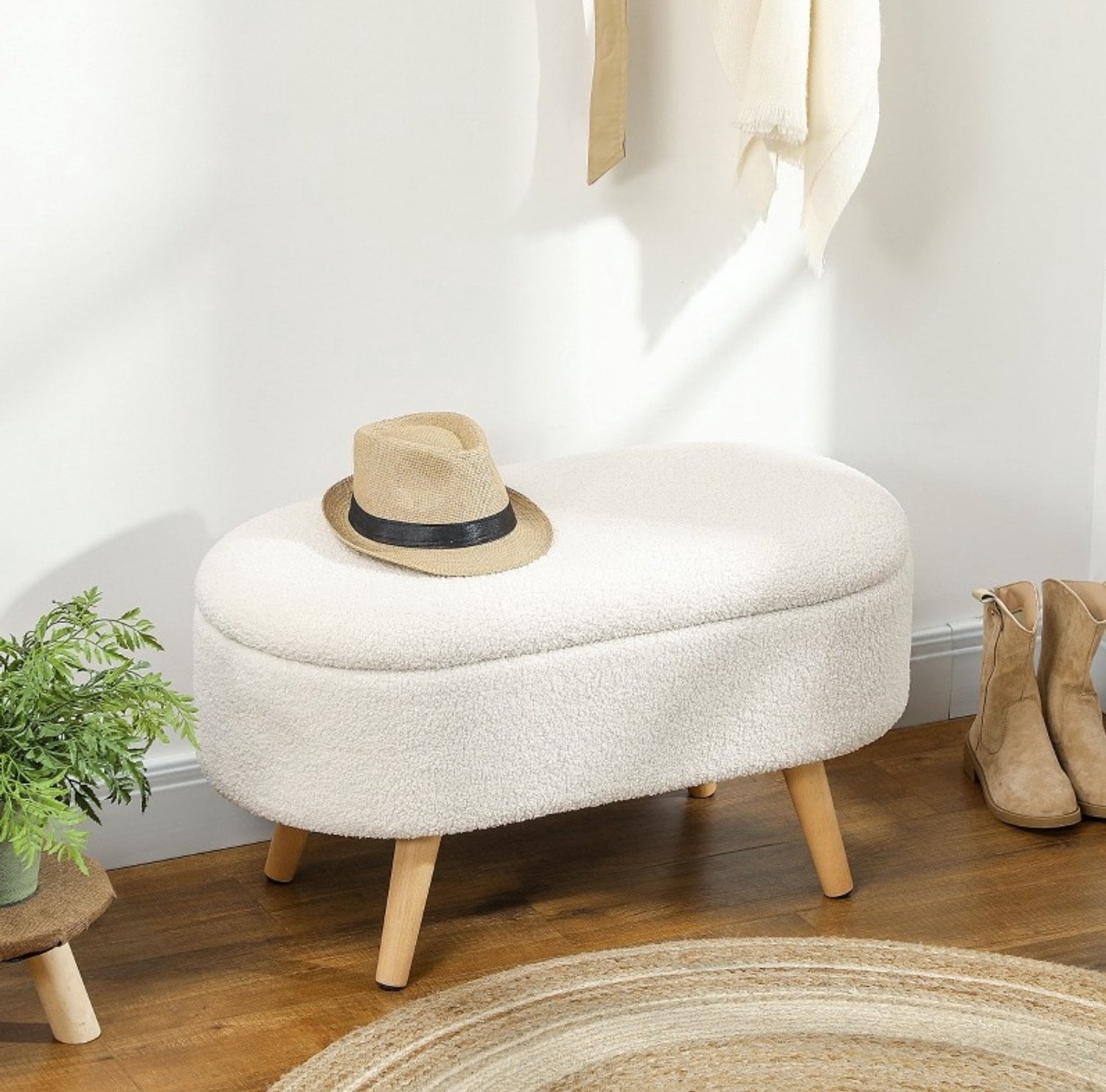 CHICFURN Opbergbank met deksel in het wit