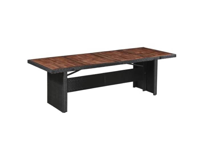 KPOUTRFG Esstisch Akazienholz Poly Rattan 240x90x74 cm Wetterfest, Pulverbeschichteter Stahlrahmen, Pflegeleicht, Einfacher Aufbau