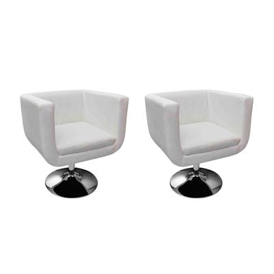 Décoshop26 - Set aus 2 modernen Designer-Loungesesseln aus weißem PVC mit verchromtem Stahlrahmen DEC026820 DEC026820