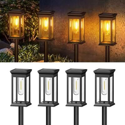 ilyeco Automatic Solar Lights For Landscape Lighting, IP65 Waterproof Lawn & Courtyard Lights For Pedestrian Bridges & Pathway 4 pcs