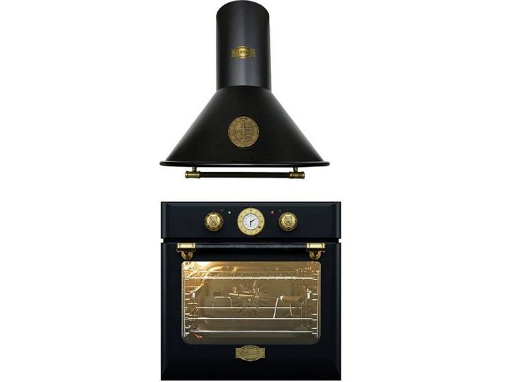 Kaiser Küchengeräte Backofen-Set EH 6432 BE+A 6423 BE ECO, Retro Einbau Backofen Elektro, Autark, 68 L+ Dunstabzugshaube 60 cm