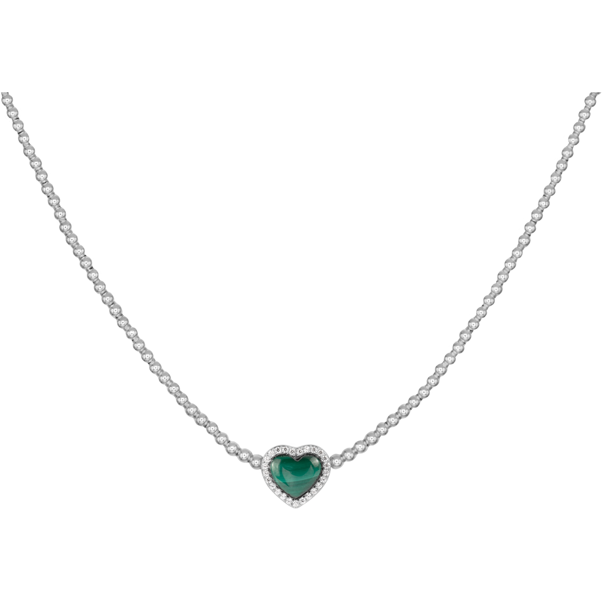 Jacques Lemans Kette Herz Sterlingsilber mit Malachit und Zirkonia